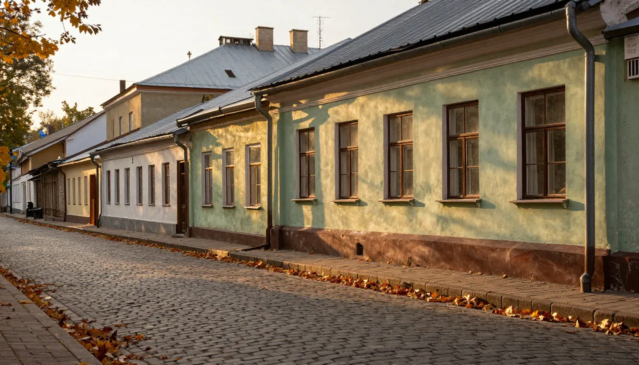 Осенняя улица купеческого города Мышкин в Ярославской области
